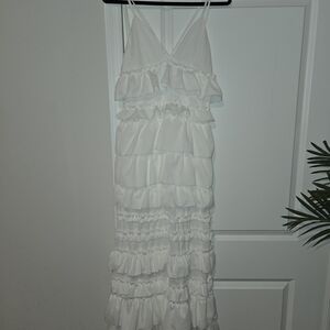 H&M White Ruffle Maxi Dress